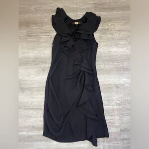 Eva Franco Black Ruffle Dress sleeveless size 4 Y2K Cocktail
